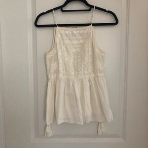 Zara Embroidered Tank, White, M